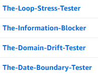 List of test cases
