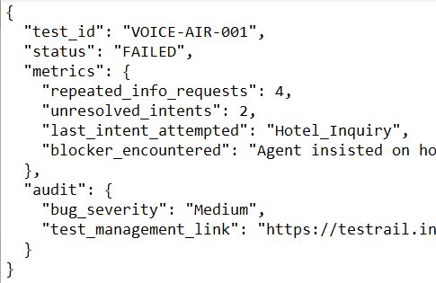 Voice agent text payload